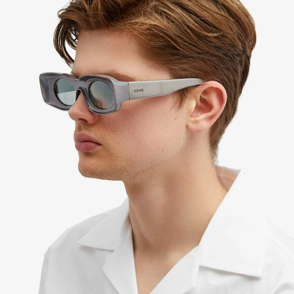 Loewe Paula's Ibiza Men Sunglasses Metallic Silver Mirror Rectangle LW40033I 05X - Picture 10 of 15